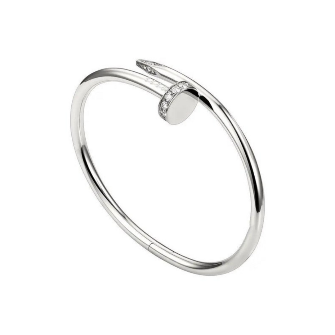 Gouden Cuff Spijker Armband met Diamantjes Dames