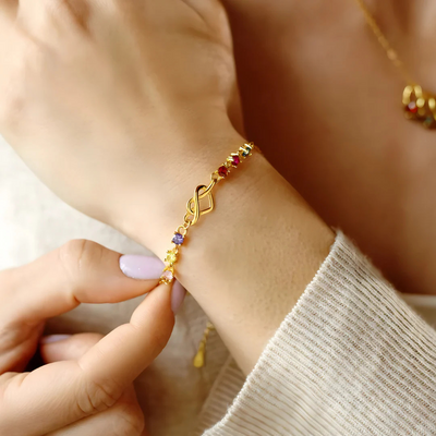 Gepersonaliseerde Hartknoop Geboortesteen Armband