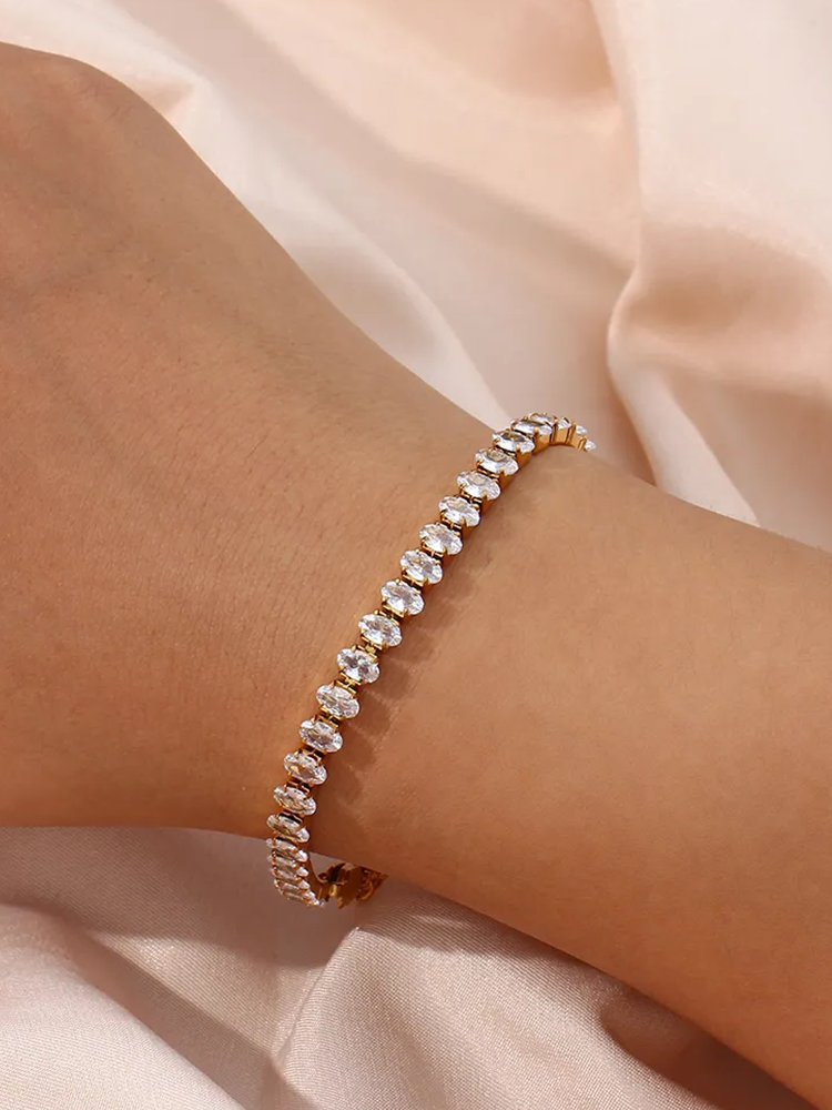 Gouden Ovale Diamanten Armband Dames