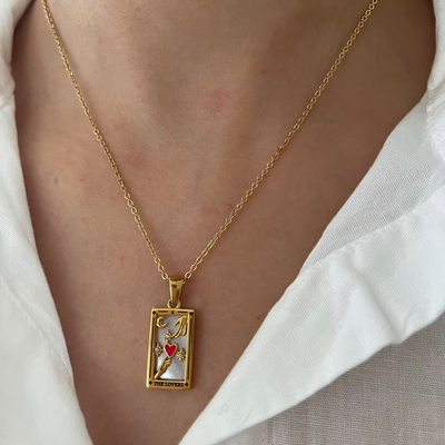 Gouden Tarot Hart Ketting Dames