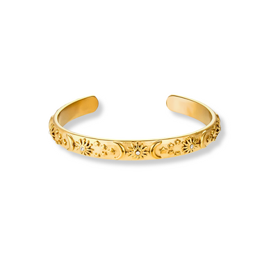 Gouden Bloemen Gravure Armband Dames