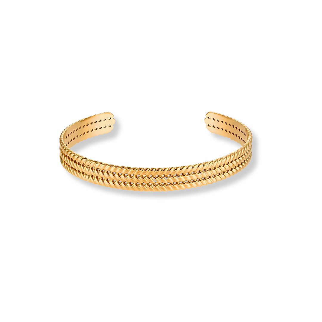 Gouden Gevlochten Cuff Armband Dames