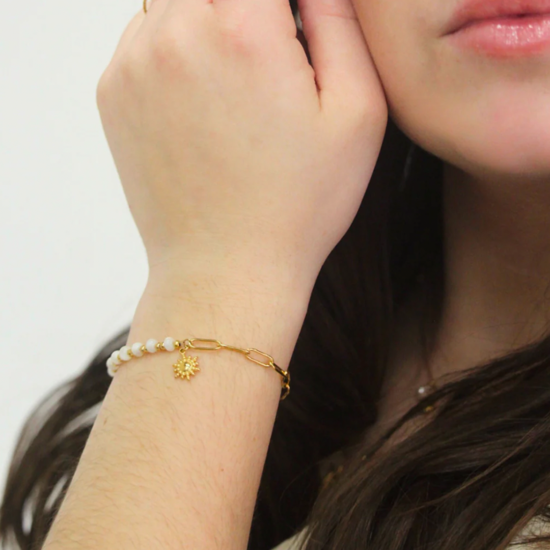 Gouden Zon Kralen Armband Dames
