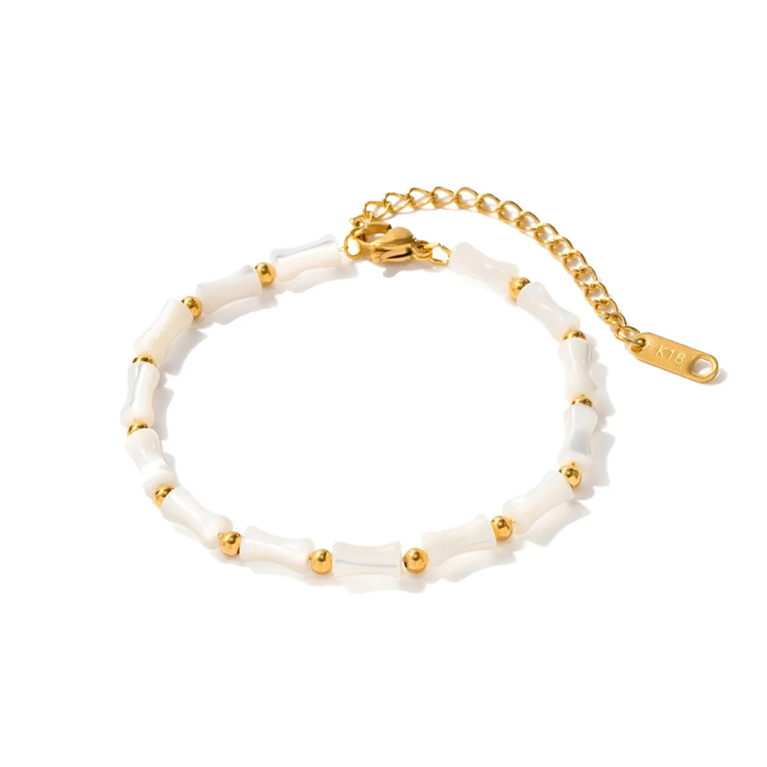 Gouden Bamboe Kralen Armband Dames