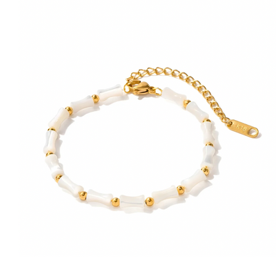 Gouden Bamboe Kralen Armband Dames