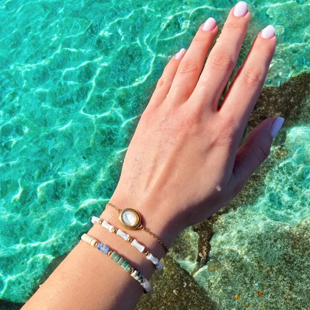 Gouden Bamboe Kralen Armband Dames