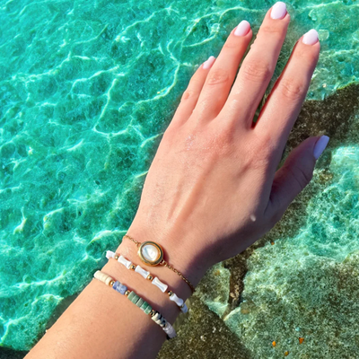 Gouden Bamboe Kralen Armband Dames