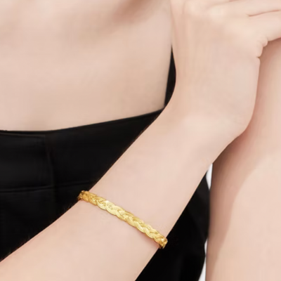 Gouden Vintage Gevlochten Bangle Armband Dames