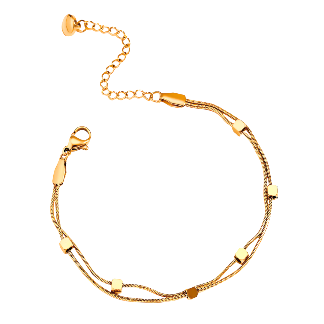 Gouden Fijne Kubus Armband Dames