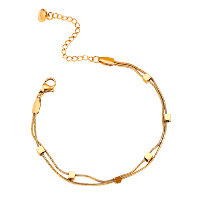 Gouden Fijne Kubus Armband Dames