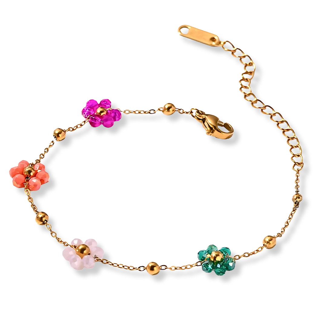 Fleurige Gouden Bloemen Armband Dames