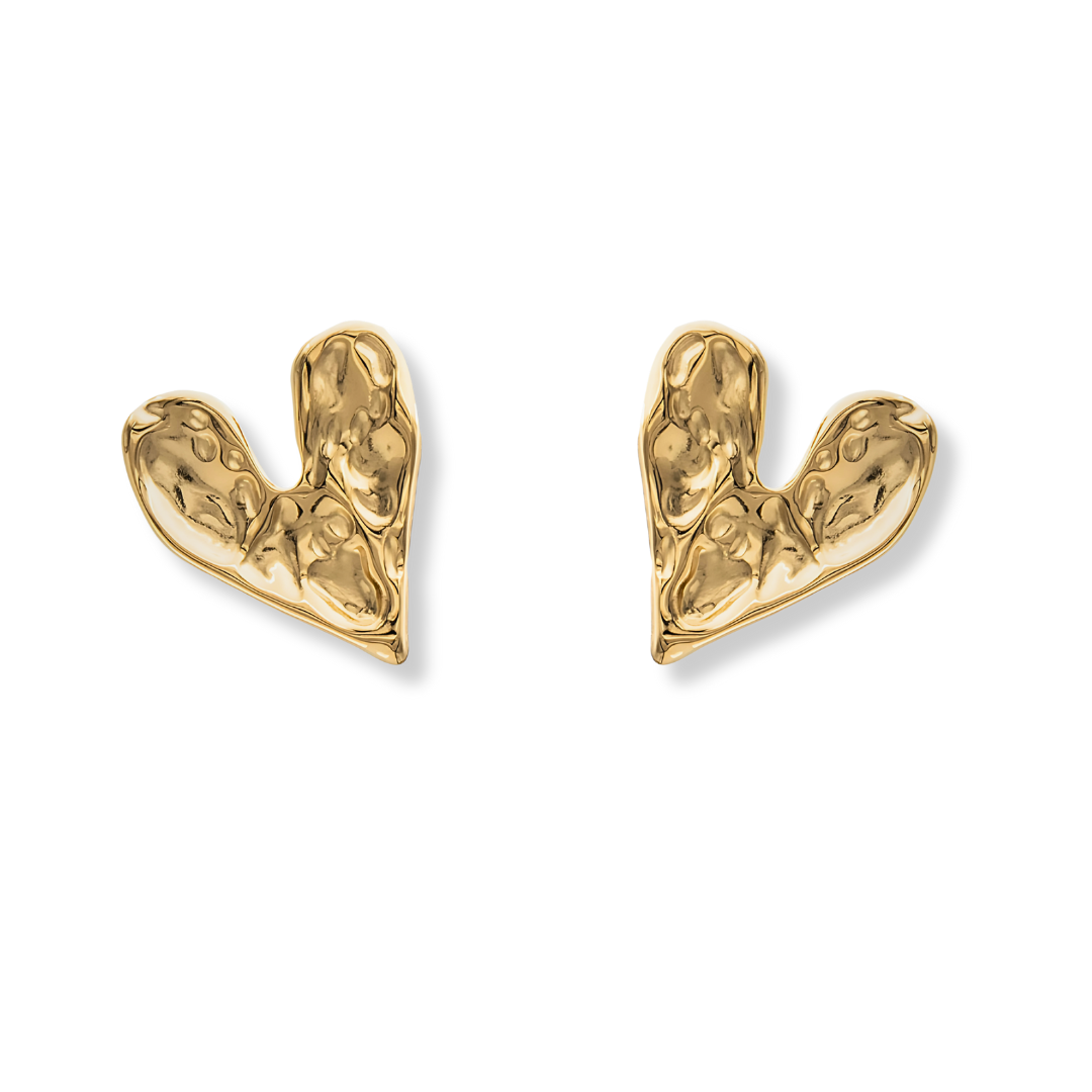 Gehamerde Gouden Hart Oorbellen Dames