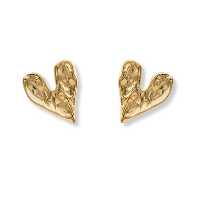 Gehamerde Gouden Hart Oorbellen Dames