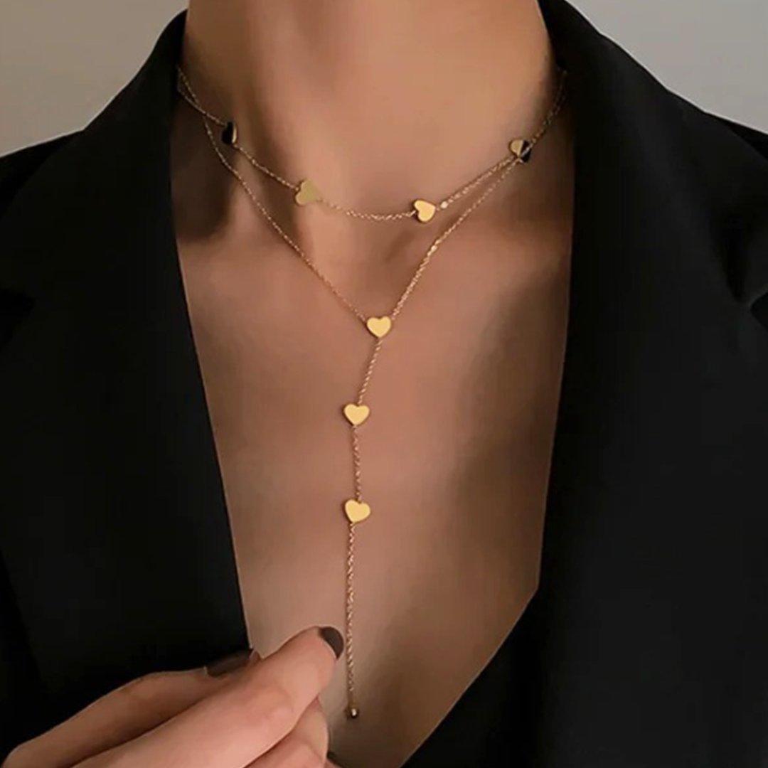 Gouden Lariat Hart Ketting Dames