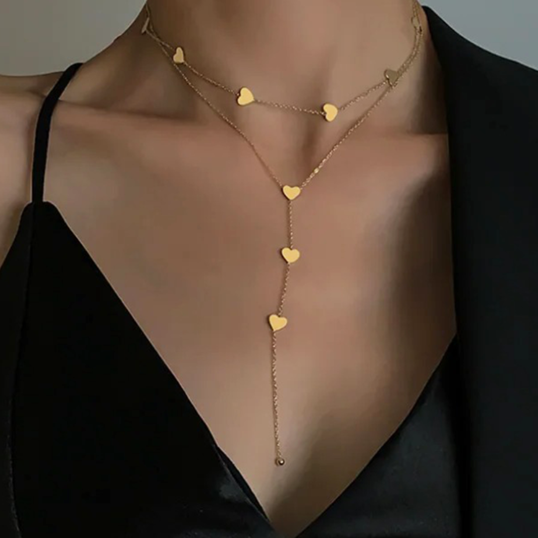Gouden Lariat Hart Ketting Dames