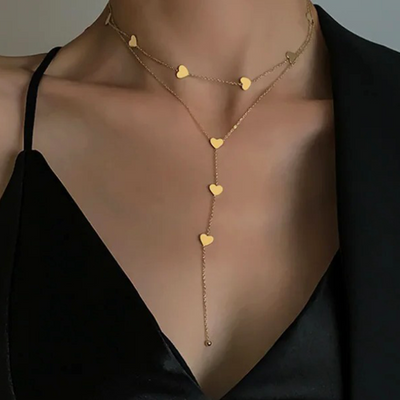 Gouden Lariat Hart Ketting Dames