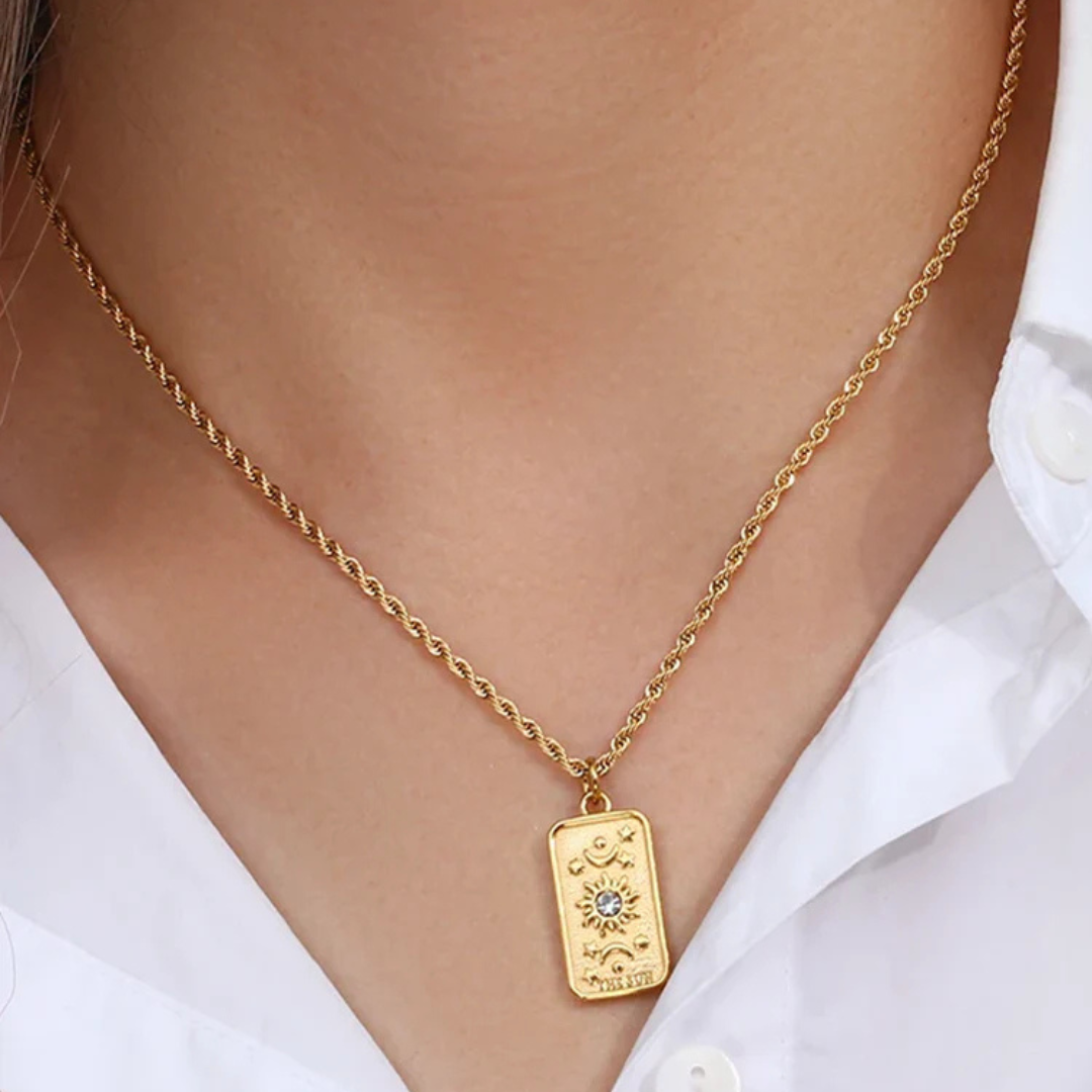 Gouden Tarot Sun Ketting Dames