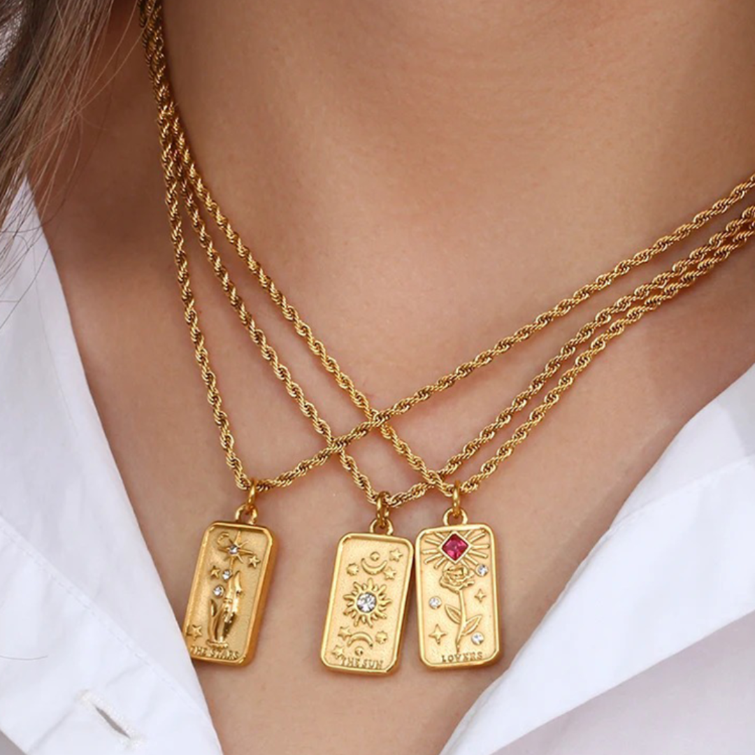Gouden Tarot Rose Ketting Dames
