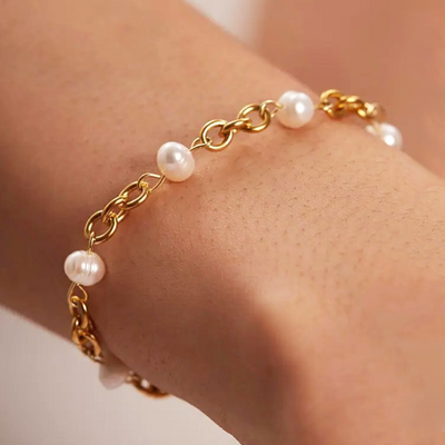 Gouden Witte Parel Armband Dames