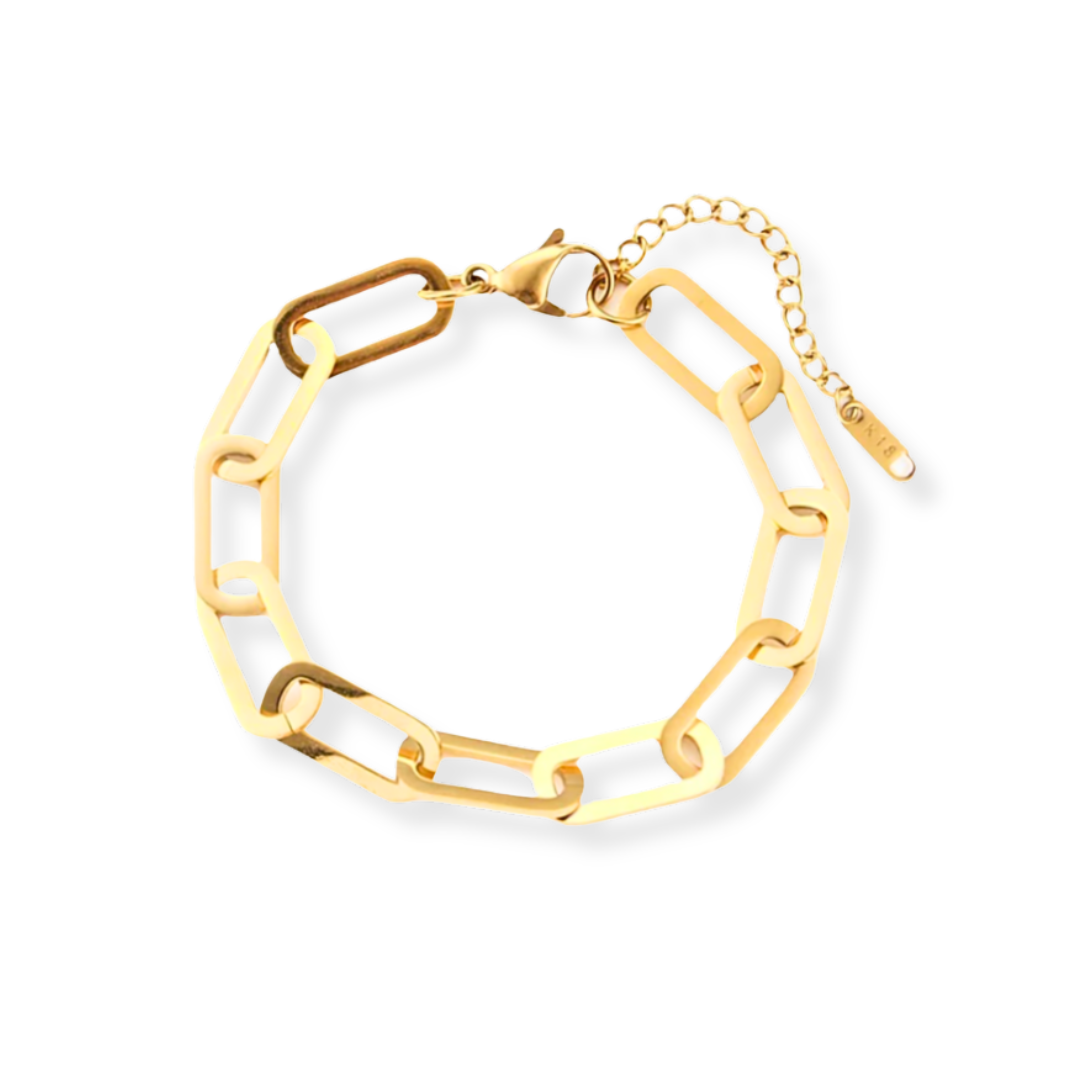 Gouden Paperclip Schakel Armband Dames