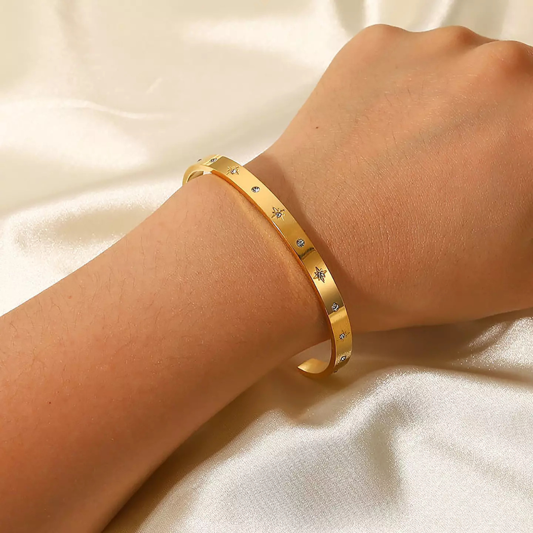Gouden Kristal Bangle Armband Dames