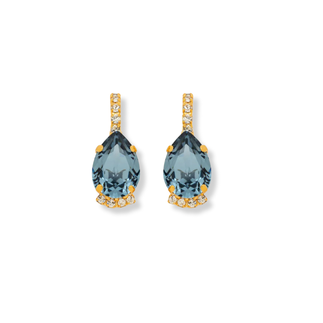 Dames Denim Blauwe Crystal Oorbellen
