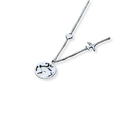 Zilveren Wereld Hart Ketting Dames