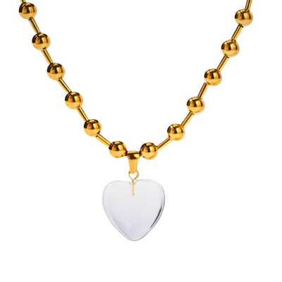 Luxueuze Gouden Glazen Hartketting Dames