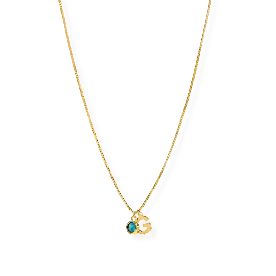 Initiaal en geboortesteen ketting
