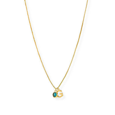 Initiaal en geboortesteen ketting