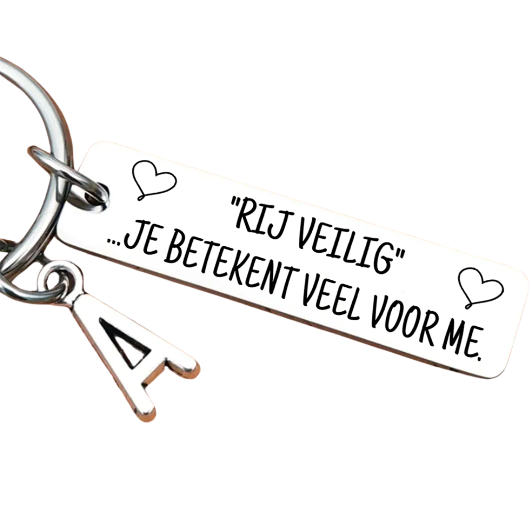 'Rij veilig' Initiaal sleutelhanger
