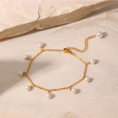 Gouden Parels Enkelband Dames