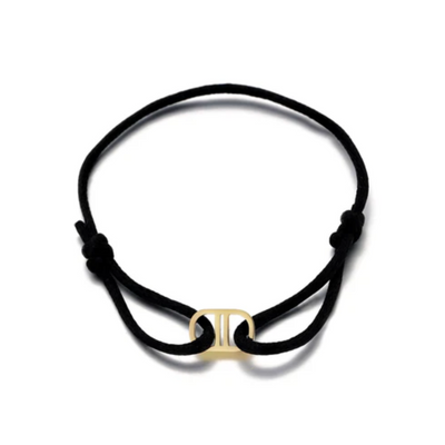 Zwarte Koord Armband met Gouden Detail Dames
