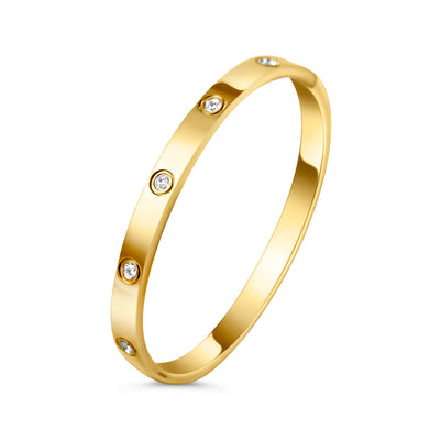 Gouden Bangle Armband met Diamantjes Dames