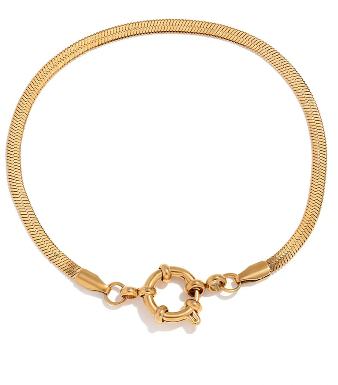Gouden Herringbone Armband met Sluiting Dames