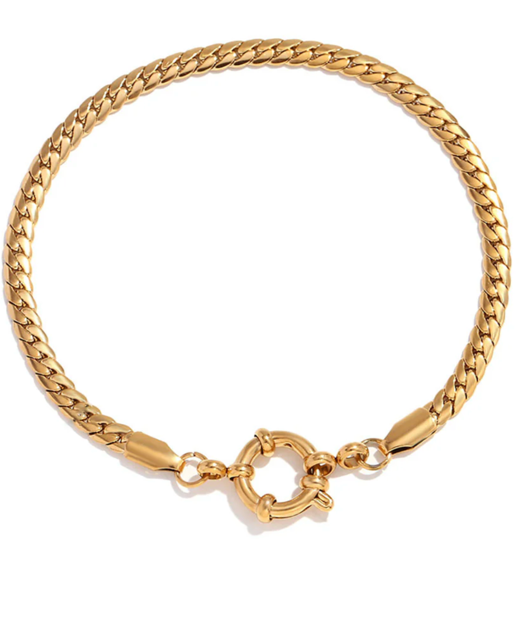 Gouden Gevlochten Schakelarmband met Sluiting Dames