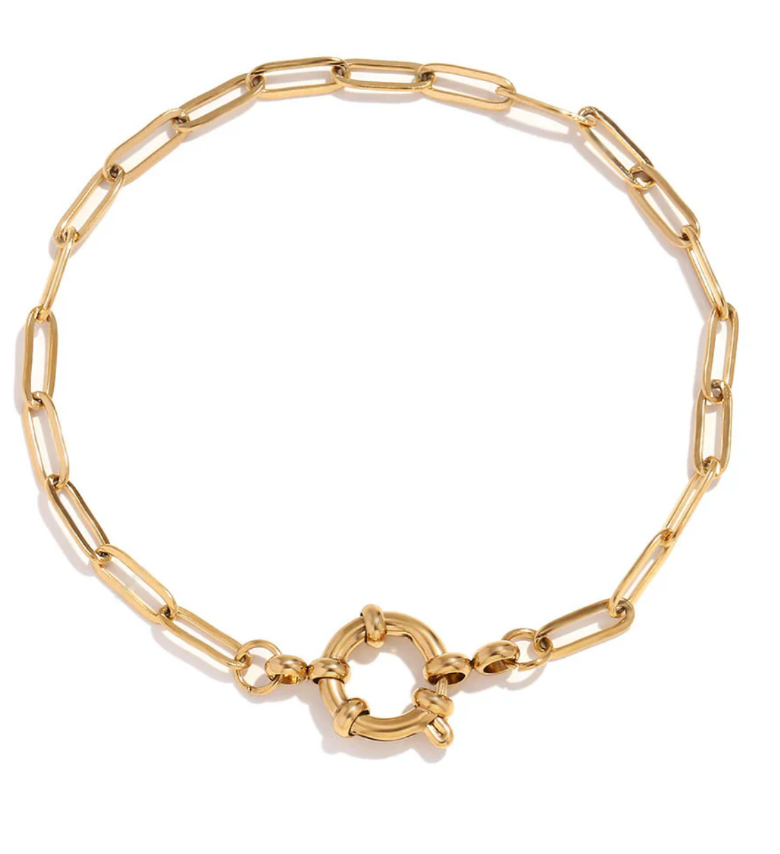 Gouden Statement Paperclip Armband Dames