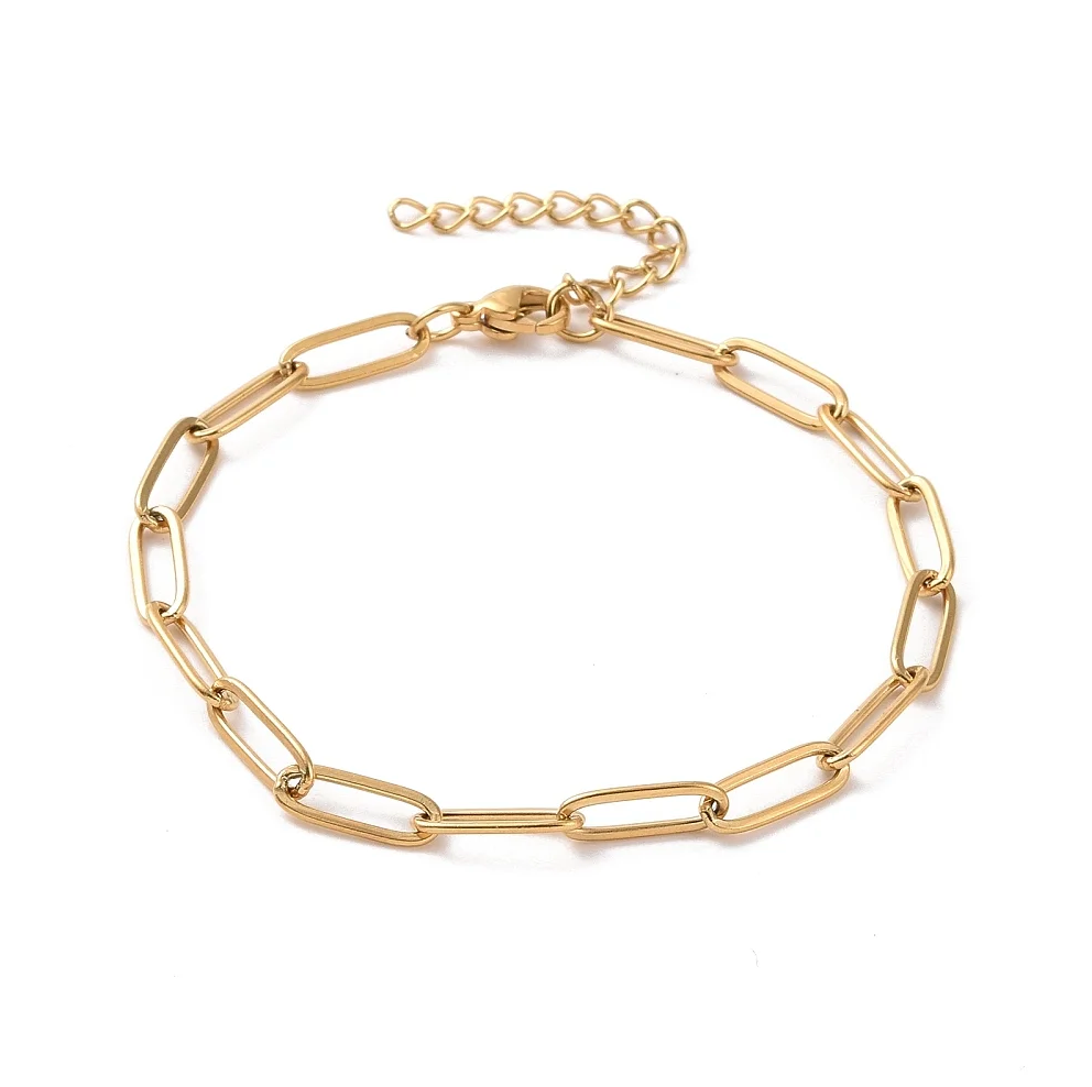 Gouden Paperclip Schakelarmband Dames