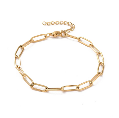 Gouden Paperclip Schakelarmband Dames