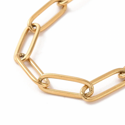Gouden Paperclip Schakelarmband Dames