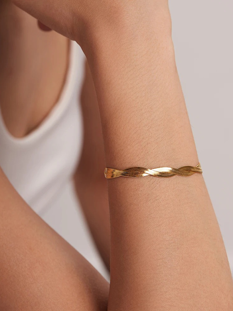 Gouden Gevlochten Armband Dames