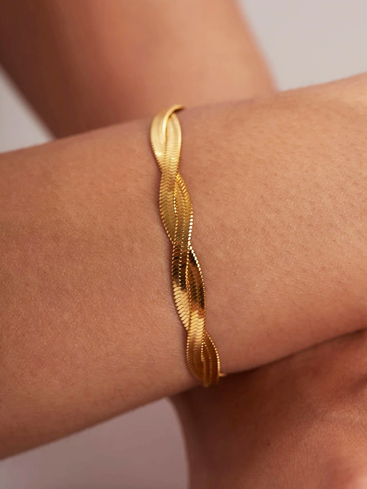 Gouden Gevlochten Armband Dames