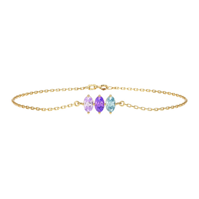 Ovale Geboortesteen Schakel Armband Dames