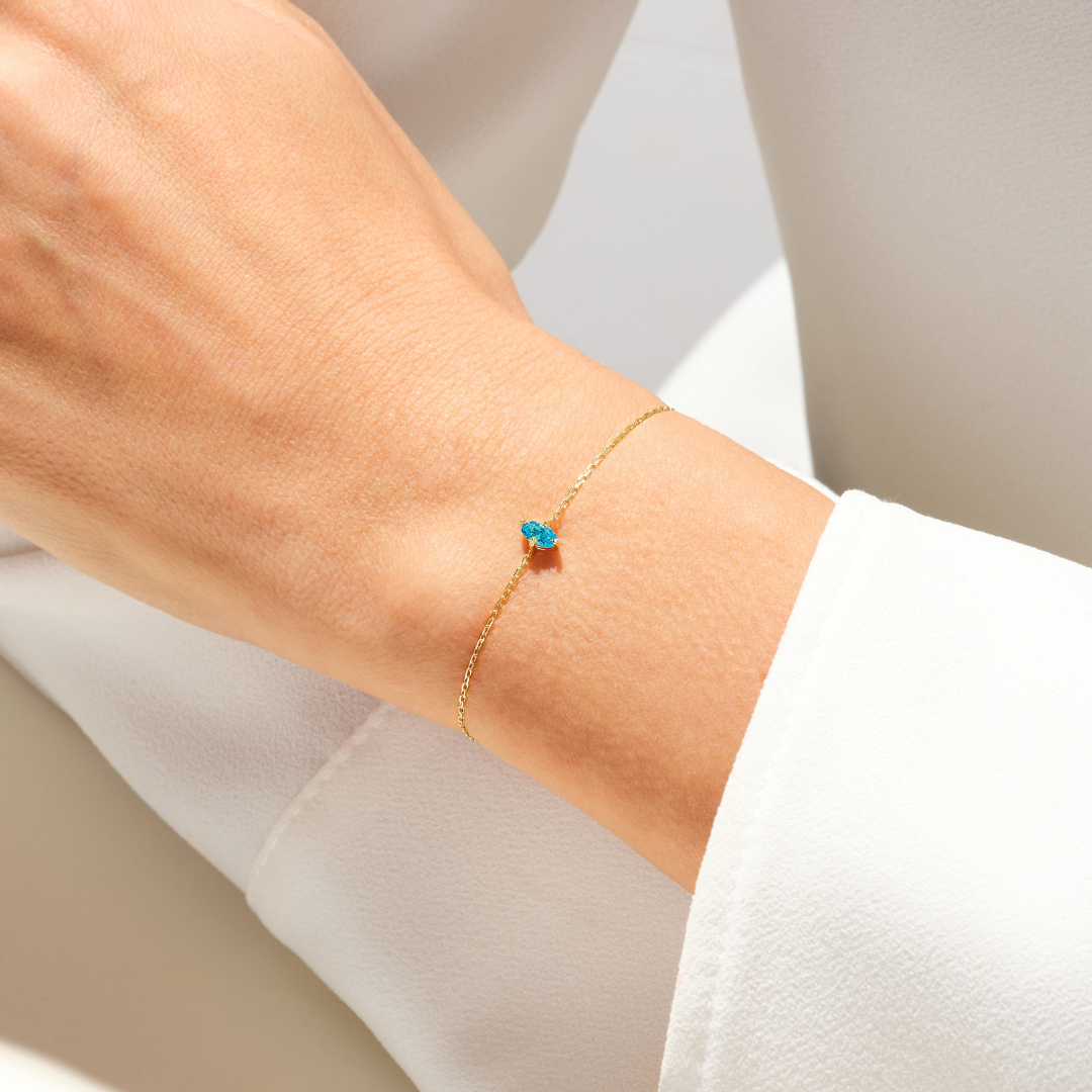 Ovale Geboortesteen Schakel Armband Dames
