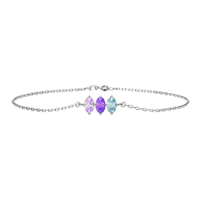 Ovale Geboortesteen Schakel Armband Dames