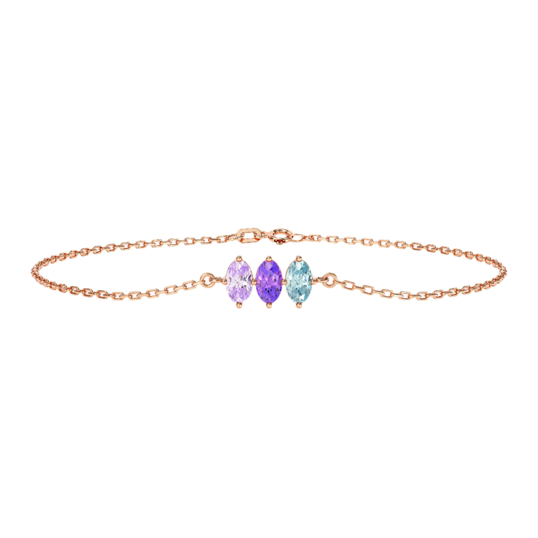 Ovale Geboortesteen Schakel Armband Dames