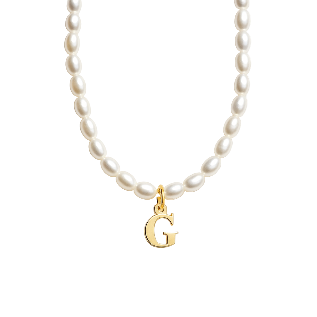 Dames Gepersonaliseerde Parel Initiaal Ketting