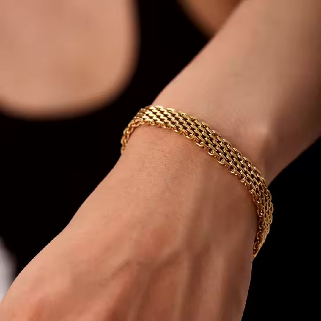 Gelaagde Goudkleurige Schakelarmband Dames