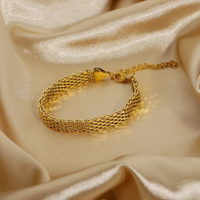Gelaagde Goudkleurige Schakelarmband Dames