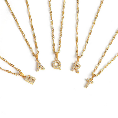 Goudkleurige Zirkonia Letterketting Dames